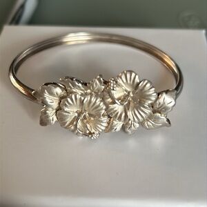 Sterling Silver Hibiscus Bangle bracelet